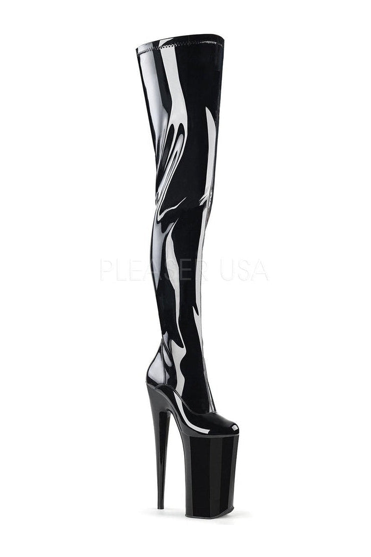 Pleaser Black Thigh Boots Platform Stripper Shoes | Buy at Sexyshoes.com