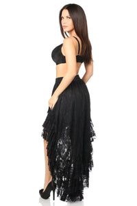 Daisy Corsets Black High Low Lace Skirt by Daisy in Black 