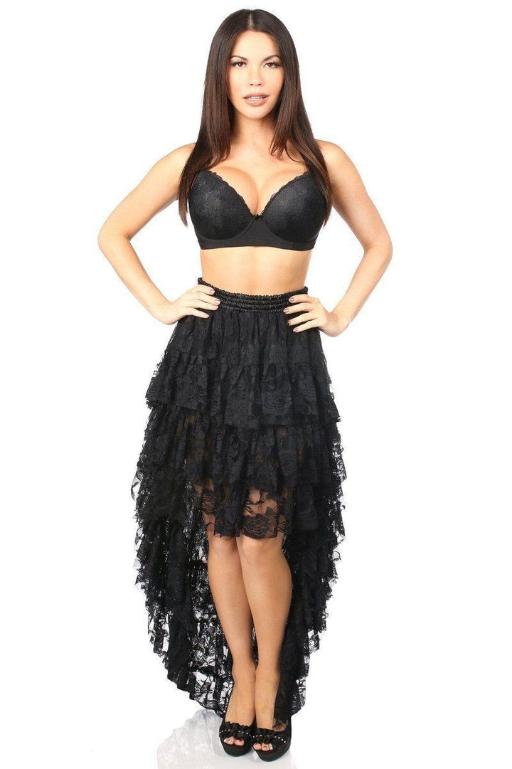 Black High Low Lace Skirt by Daisy-Daisy Corsets-SEXYSHOES.COM