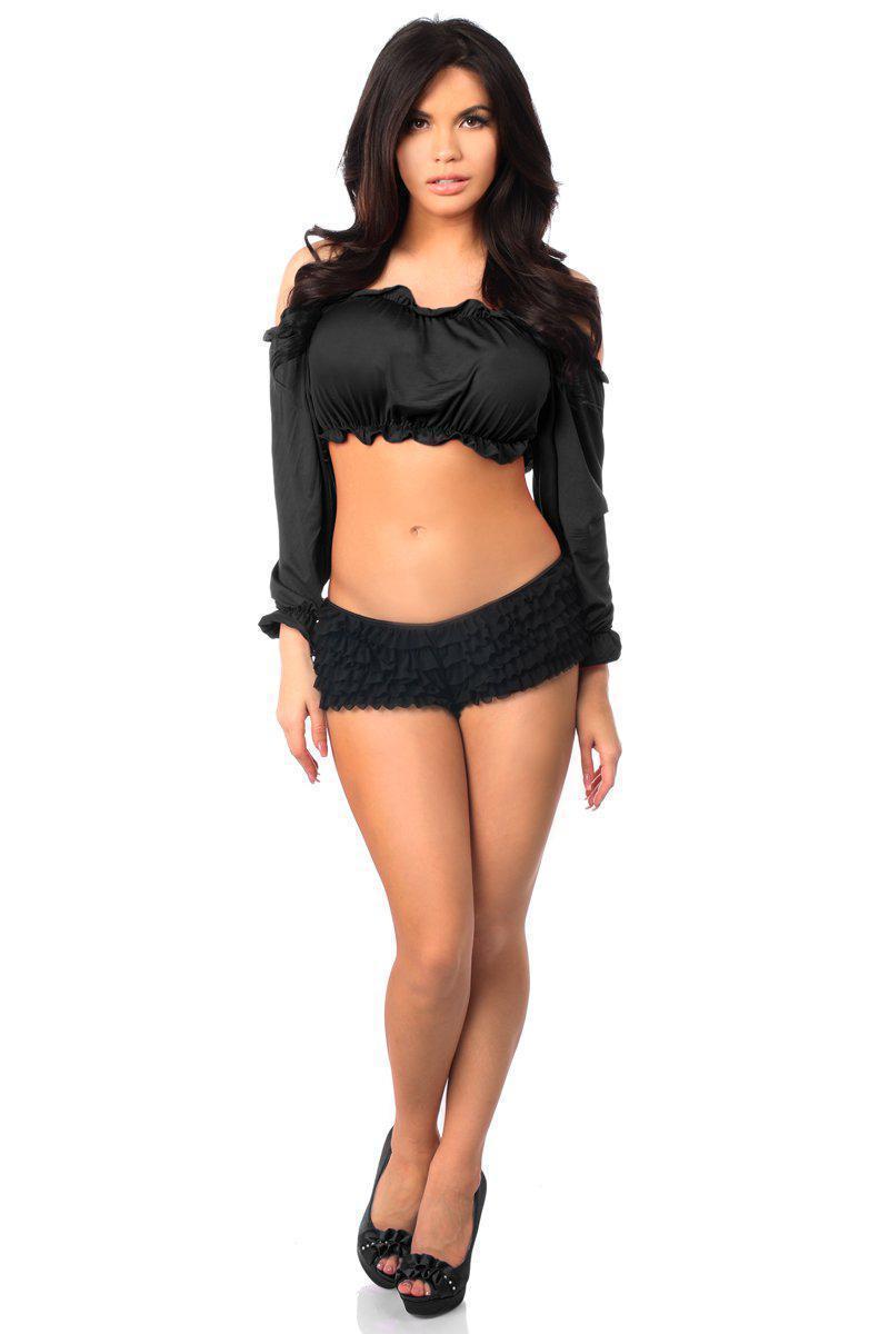 Black Long Sleeve Peasant Top by Daisy-Daisy Corsets-SEXYSHOES.COM