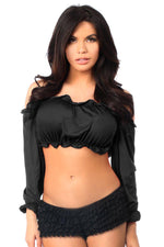 Black Long Sleeve Peasant Top by Daisy
