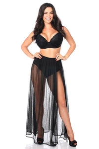 Daisy Corsets Black Sheer Glitter Skirt by Daisy in Black  from SexyShoes.com