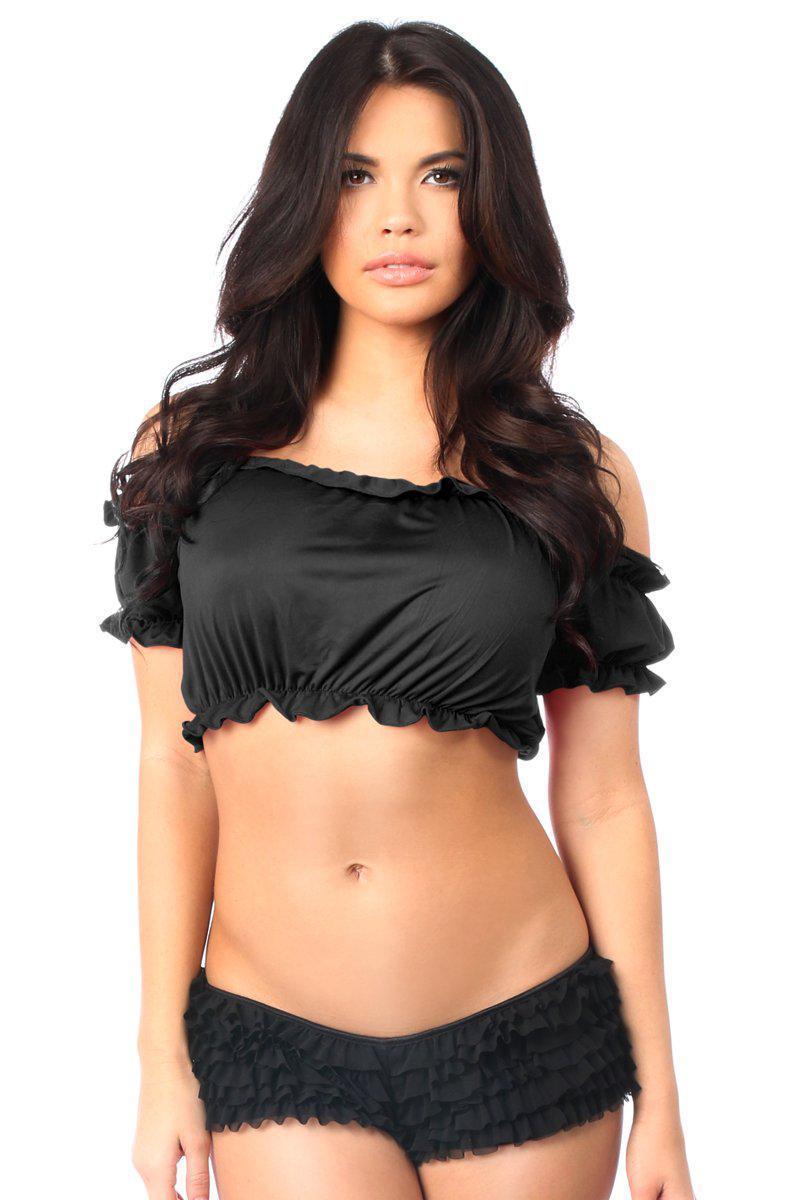 Black Short Sleeve Peasant Top by Daisy-Daisy Corsets-SEXYSHOES.COM