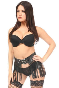 Daisy Corsets Black Vegan Leather Fringe Mini Skirt in Black  from SexyShoes.com