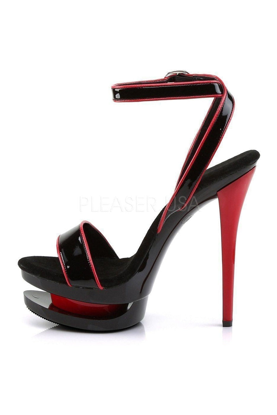 BLONDIE-631-2 Platform Sandal | Black Patent-Pleaser-Sandals-SEXYSHOES.COM