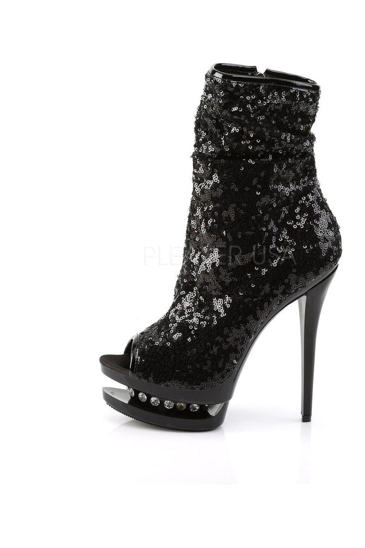 BLONDIE-R-1008 Platform Boot | Black Sequins-Pleaser-Ankle Boots-SEXYSHOES.COM