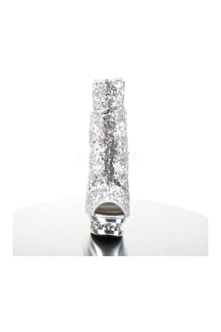 BLONDIE-R-1008 Platform Boot  | Silver Sequins