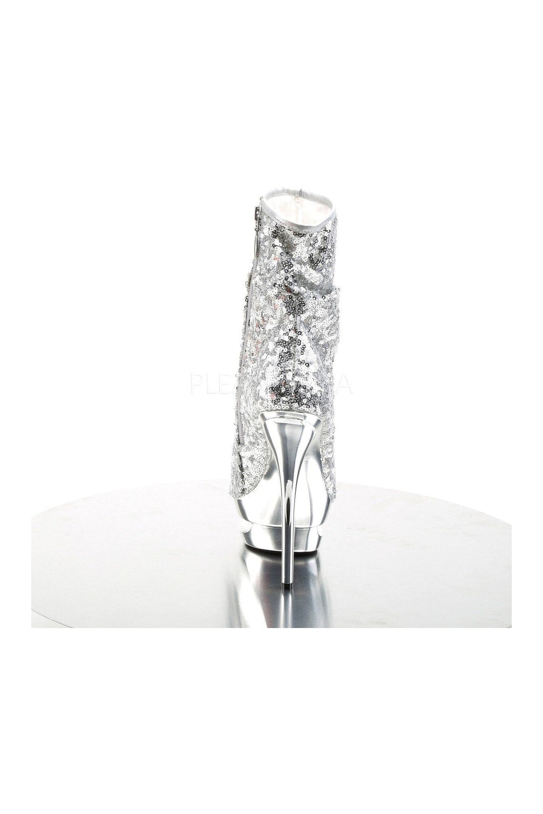 BLONDIE-R-1008 Platform Boot | Silver Sequins-Pleaser-Ankle Boots-SEXYSHOES.COM