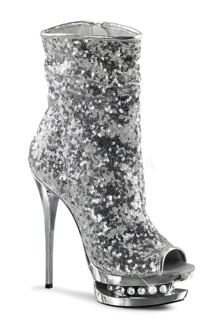 BLONDIE-R-1008 Platform Boot | Silver Sequins-Pleaser-Silver-Ankle Boots-SEXYSHOES.COM