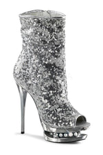 BLONDIE-R-1008 Platform Boot  | Silver Sequins