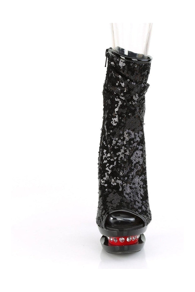 BLONDIE-R-1008 Stripper Boot | Black Sequins-Pleaser