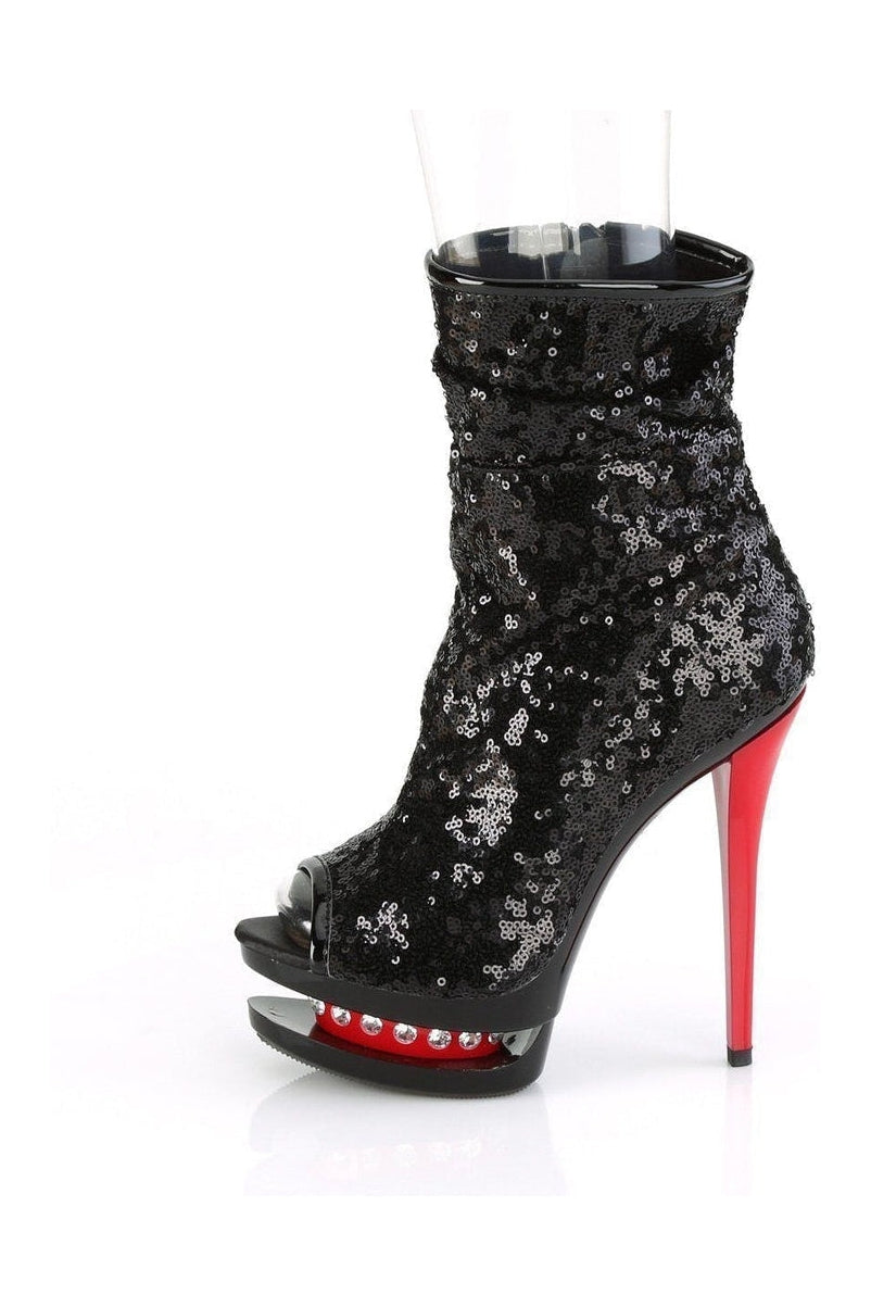 BLONDIE-R-1008 Stripper Boot | Black Sequins-Pleaser