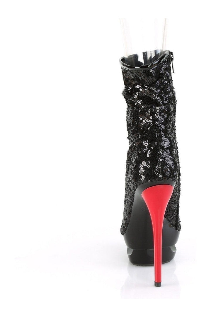 BLONDIE-R-1008 Stripper Boot | Black Sequins-Pleaser