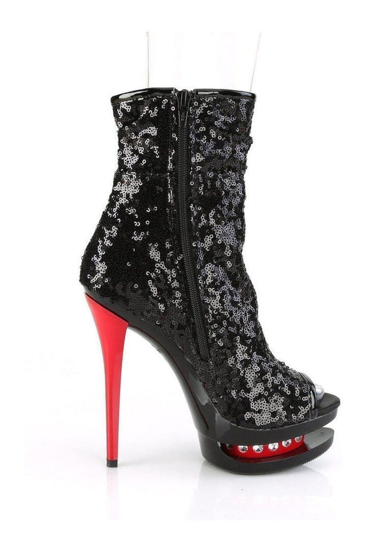 BLONDIE-R-1008 Stripper Boot | Black Sequins-Pleaser