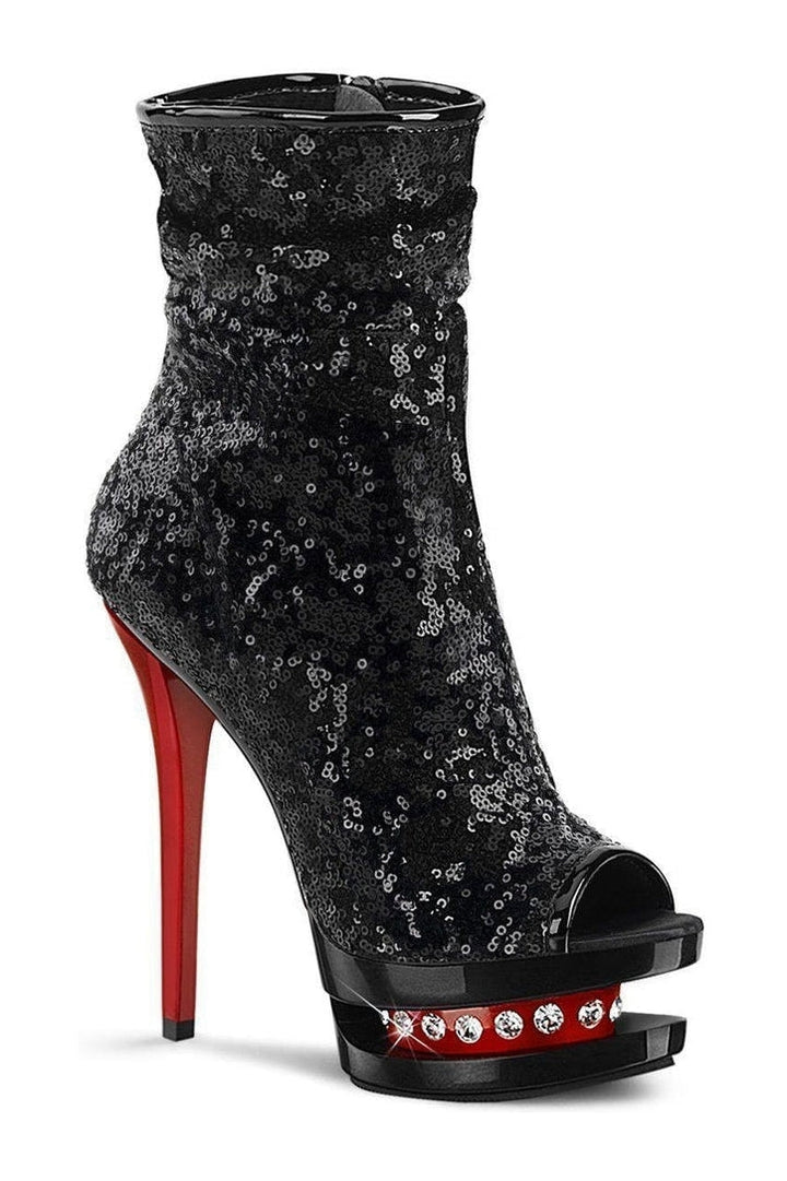 BLONDIE-R-1008 Stripper Boot | Black Sequins-Pleaser