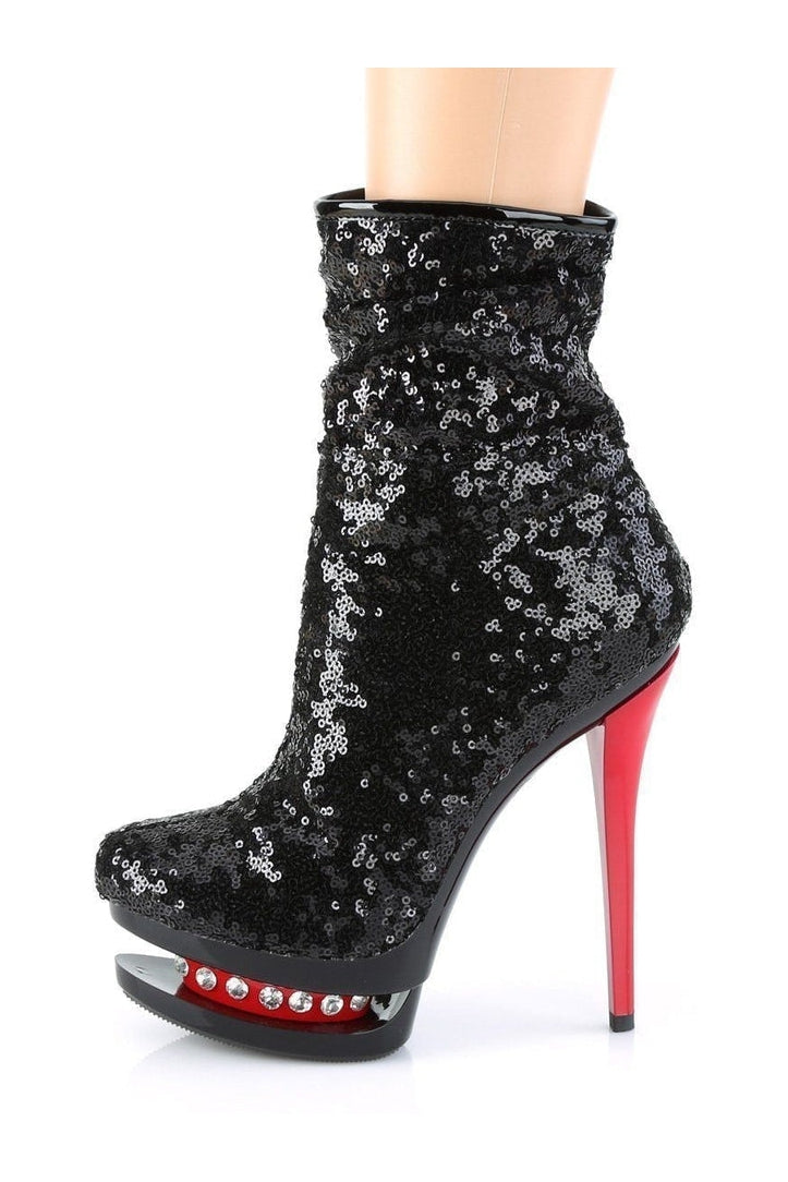 Pleaser BLONDIE-R-1009 Exotic Boot in Black Sequins