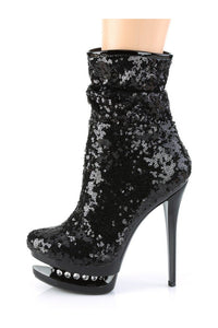 BLONDIE-R-1009 Stripper Boot | Black Sequins-Pleaser
