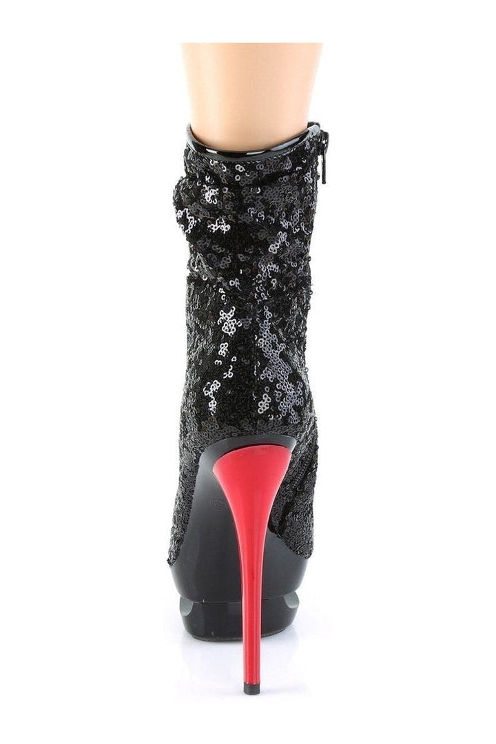 BLONDIE-R-1009 Stripper Boot | Black Sequins-Pleaser