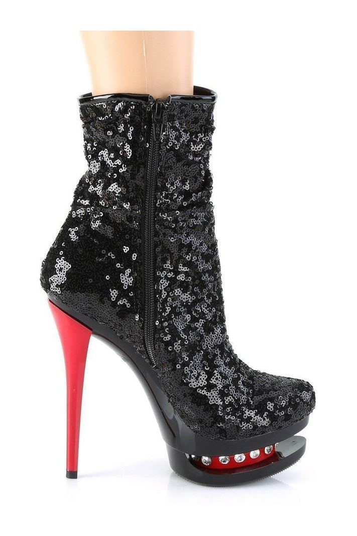 Pleaser BLONDIE-R-1009 Exotic Boot in Black Sequins