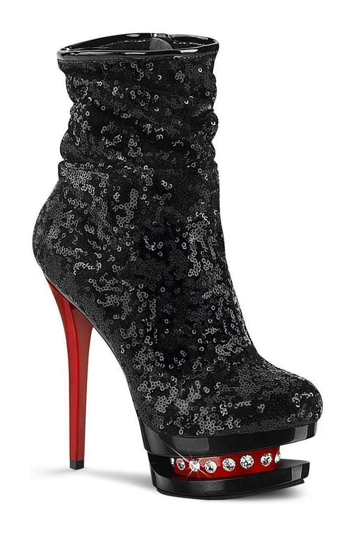 BLONDIE-R-1009 Stripper Boot | Black Sequins-Pleaser