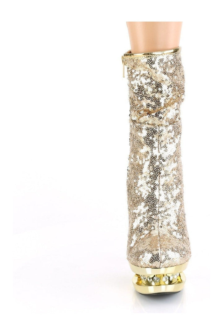 BLONDIE-R-1009 Stripper Boot | Gold Sequins-Pleaser