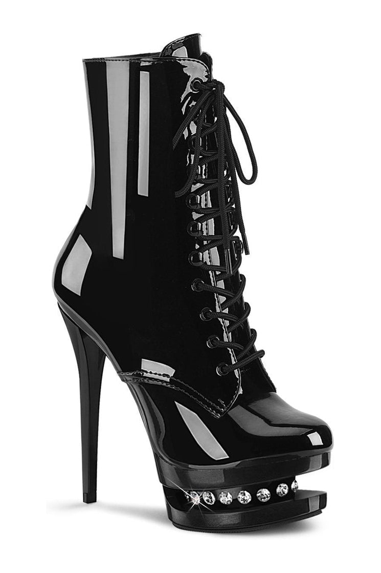 Pleaser BLONDIE-R-1020 Exotic Boot in Black Patent from SexyShoes.com