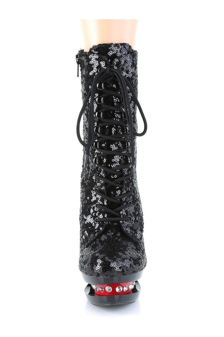 Pleaser BLONDIE-R-1020 Exotic Boot in Black Sequins