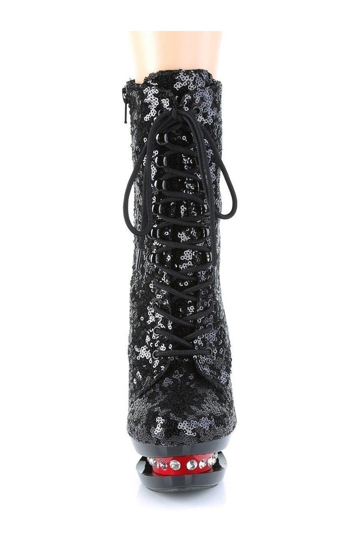BLONDIE-R-1020 Stripper Boot | Black Sequins-Pleaser
