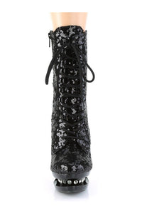Pleaser BLONDIE-R-1020 Exotic Boot in Black Sequins