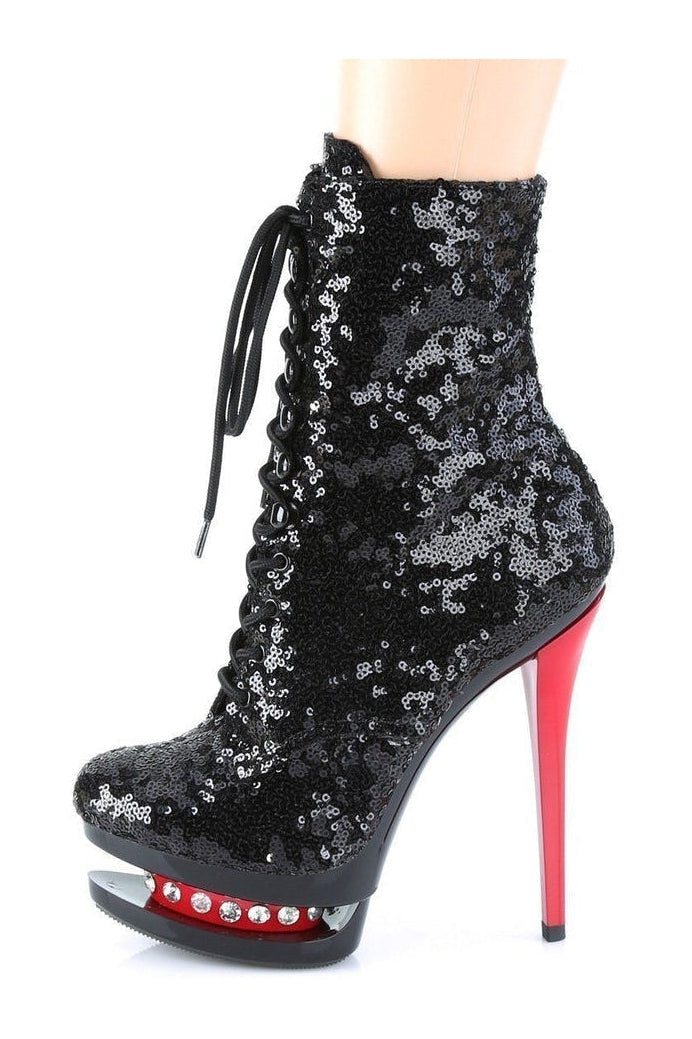 Pleaser BLONDIE-R-1020 Exotic Boot in Black Sequins