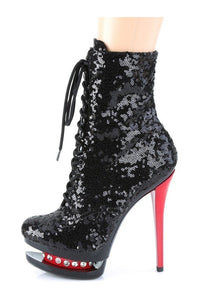 Pleaser BLONDIE-R-1020 Exotic Boot in Black Sequins