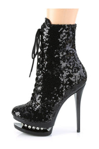 BLONDIE-R-1020 Stripper Boot | Black Sequins-Pleaser