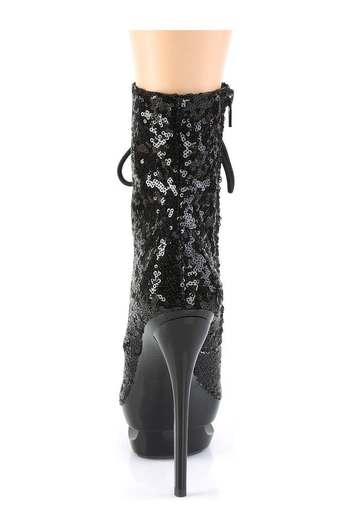 BLONDIE-R-1020 Stripper Boot | Black Sequins-Pleaser