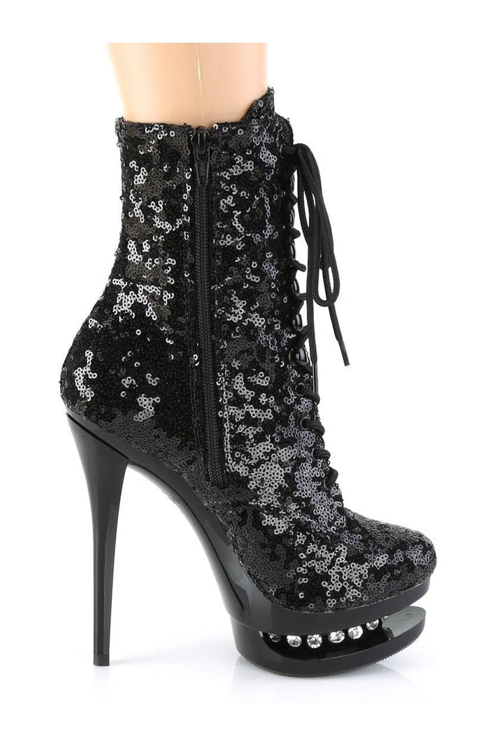 BLONDIE-R-1020 Stripper Boot | Black Sequins-Pleaser