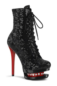 Pleaser BLONDIE-R-1020 Exotic Boot in Black Sequins from SexyShoes.com