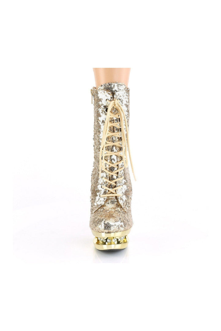 BLONDIE-R-1020 Stripper Boot | Gold Sequins-Pleaser