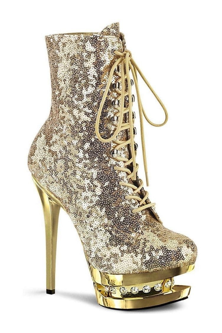 Pleaser BLONDIE-R-1020 Exotic Boot in Gold Sequins from SexyShoes.com