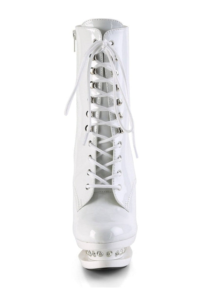Pleaser BLONDIE-R-1020 Exotic Boot in White Patent