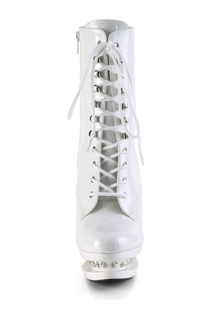 BLONDIE-R-1020 Stripper Boot | White Patent-Pleaser