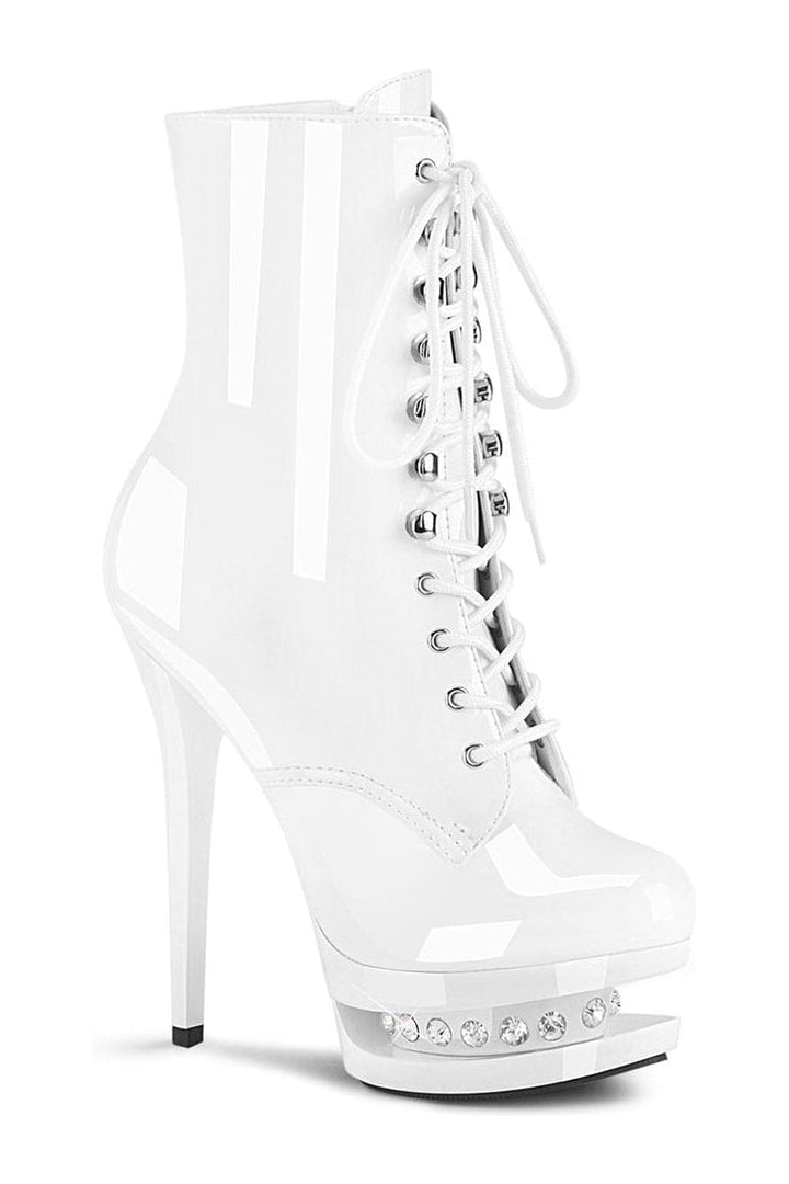 BLONDIE-R-1020 Stripper Boot | White Patent-Pleaser