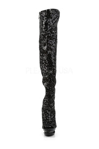 Pleaser BLONDIE-R-3011 Platform Boot in Black Sequins