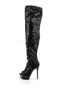 Pleaser BLONDIE-R-3011 Platform Boot in Black Sequins