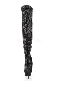 Pleaser BLONDIE-R-3011 Platform Boot in Black Sequins