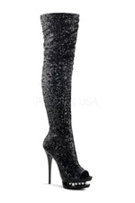 BLONDIE-R-3011 Platform Boot  | Black Sequins