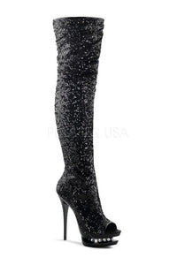 Pleaser BLONDIE-R-3011 Platform Boot in Black Sequins from SexyShoes.com