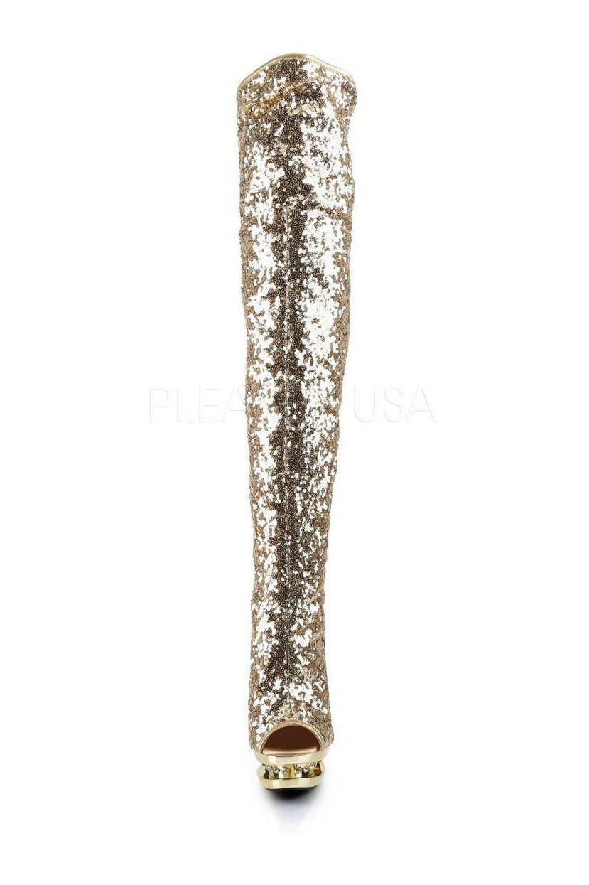 BLONDIE-R-3011 Platform Boot | Gold Sequins-Pleaser-Thigh Boots-SEXYSHOES.COM