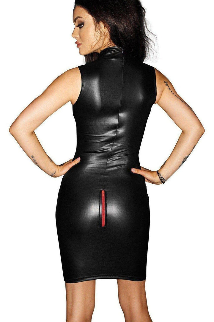 Body Tight Zipper Detailed Fetish Dress-Noir Handmade-SEXYSHOES.COM