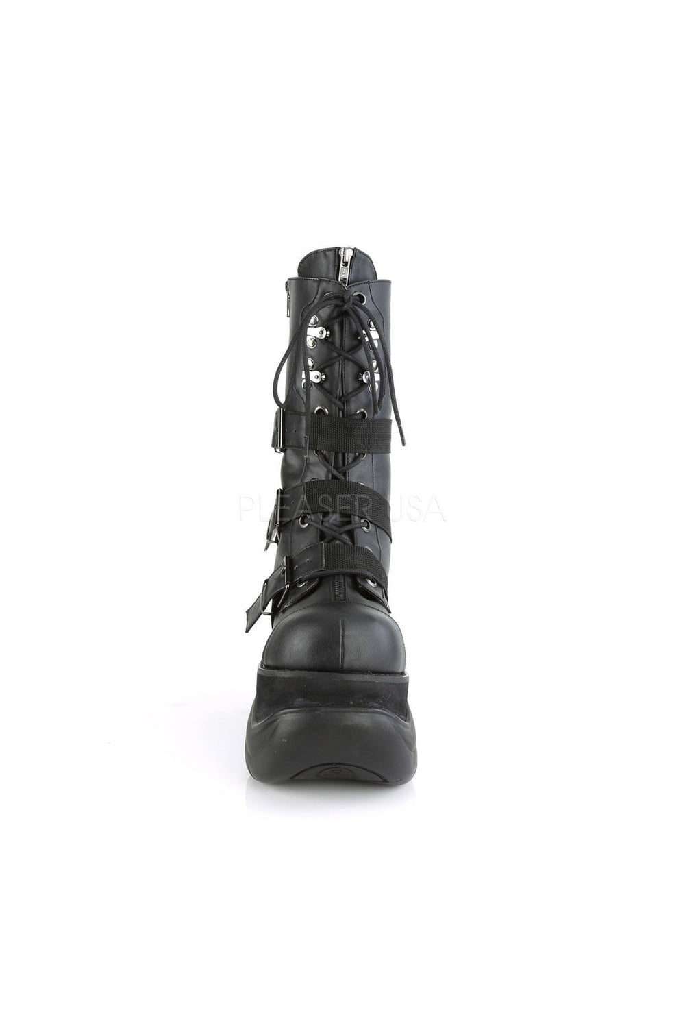 Demonia BOXER-230  Knee Boot in Black Faux Leather