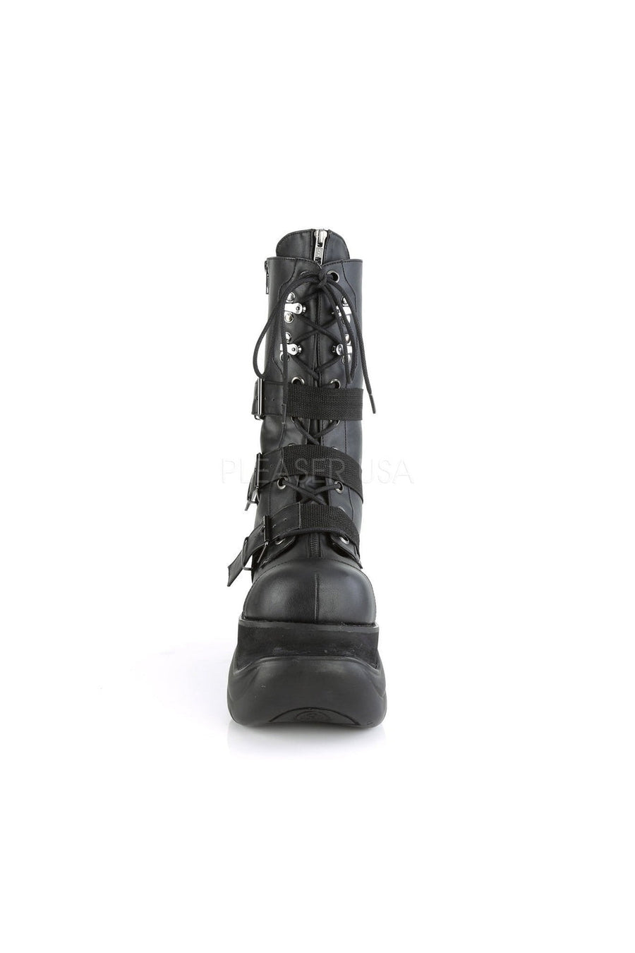 Demonia BOXER-230  Knee Boot in Black Faux Leather
