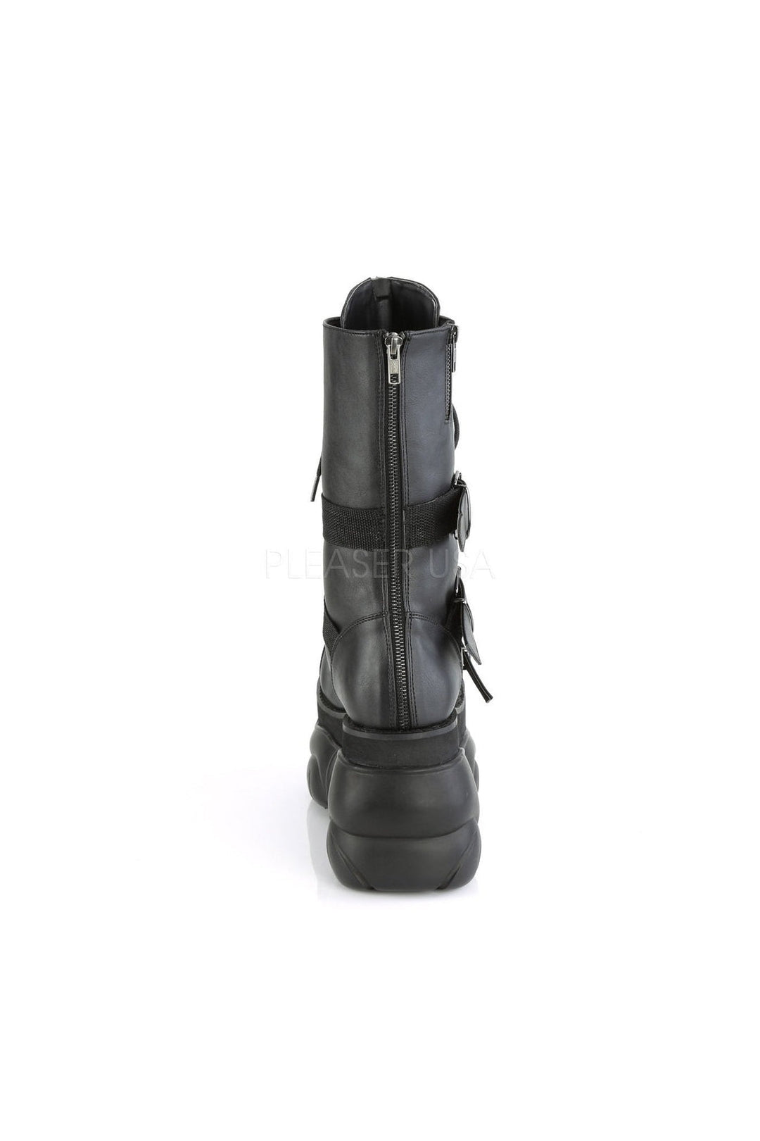 Demonia BOXER-230  Knee Boot in Black Faux Leather